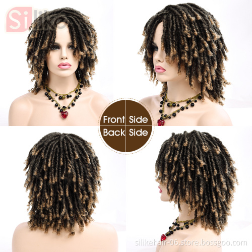 14 '' Soft Dreadlocks Wig Ombre Black Bug Curly Twist Crochet Braid Wig Heat Resistant Wigs Curly Twist Hair Faux Locs Crochet
